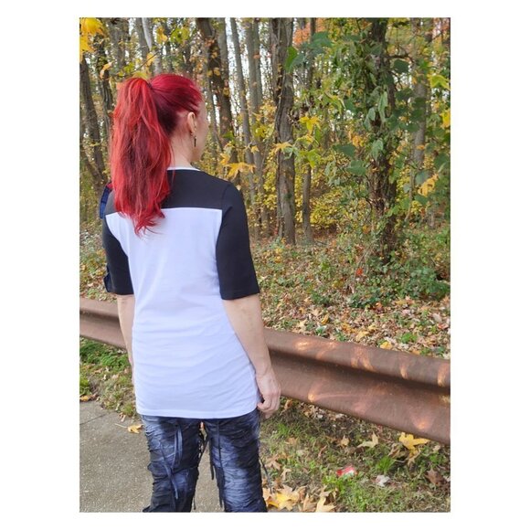MARINA RINALDI NWT Veggia Ruffle Color Block T-Shirt - Picture 4 of 9